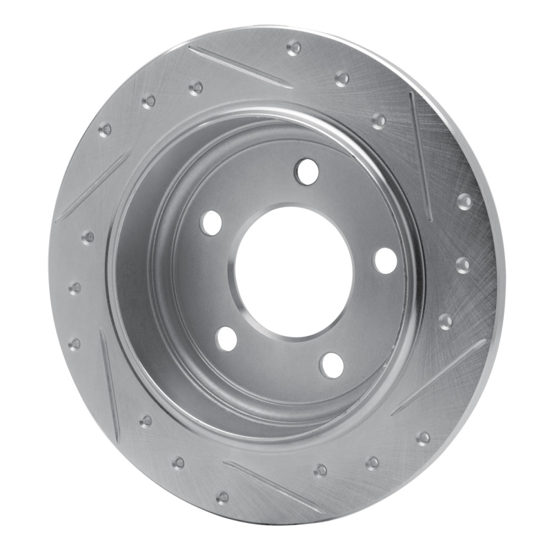Chrysler 300M Brake Rotor (1) - Rear Left - R1 Concepts - Drilled & Slotted - Silver - `93-`04
